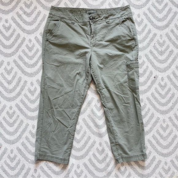 EDDIE BAUER Women’s Green Dyed Cargo Capri Pants Plus Size 14 - Picture 1 of 12